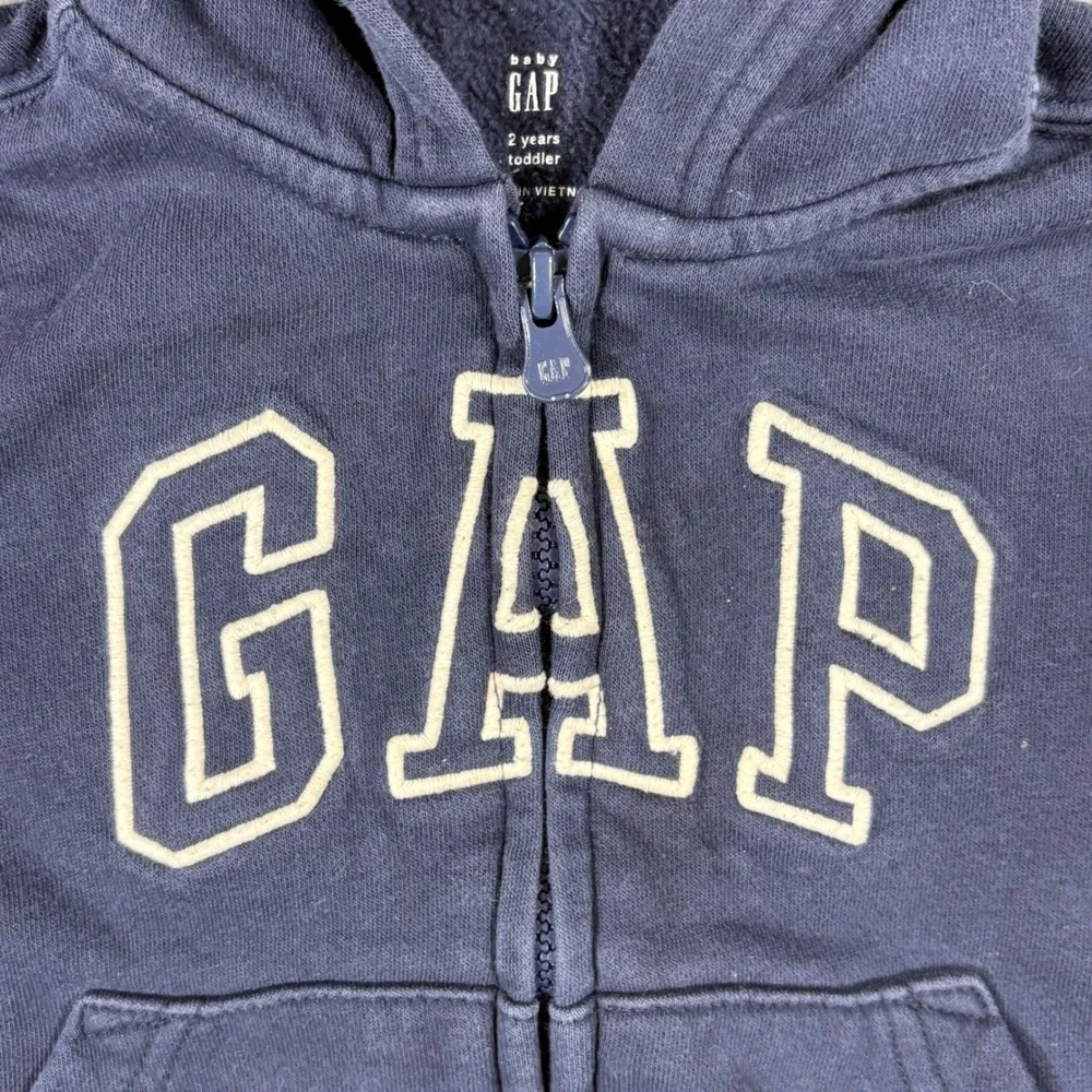 Gap Logo Zip Hoodie Toddler 2T Navy Blue Excellent Fleece Sweatshirt
